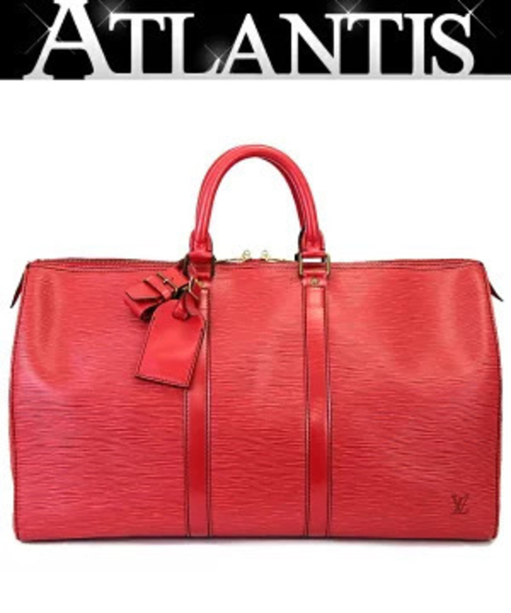 Louis Vuitton Keepall Handbag Boston Bag Epi Castilian Red